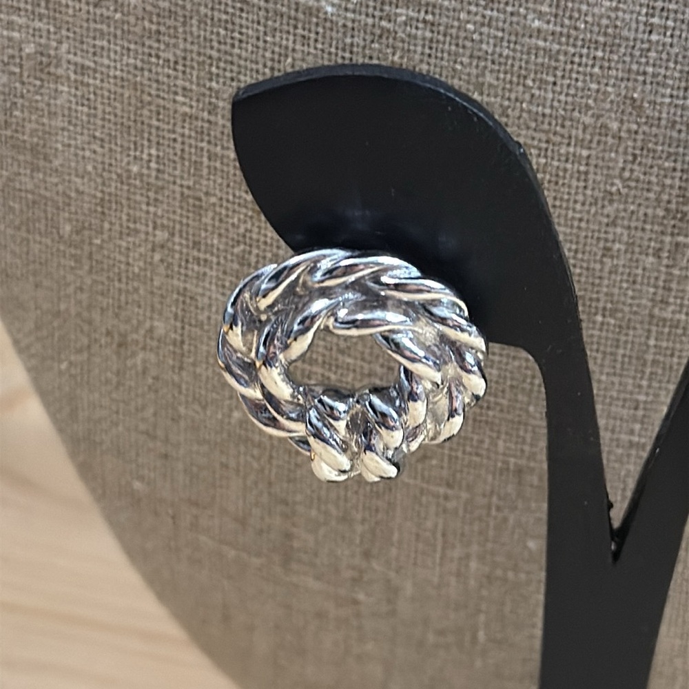 Monet Silver Braided Earrings - Picture 2 of 6